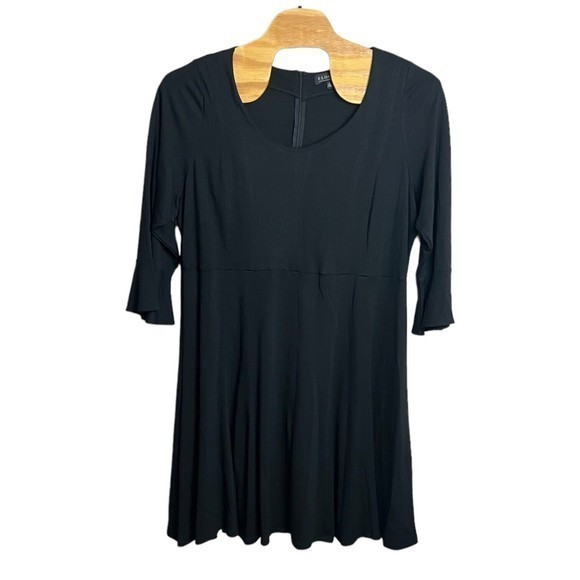 Eloquii Womens Black 3/4 Sleeve Seamed‎ Fit And Flare Skater Dress Plus Size 26 - Picture 2 of 6